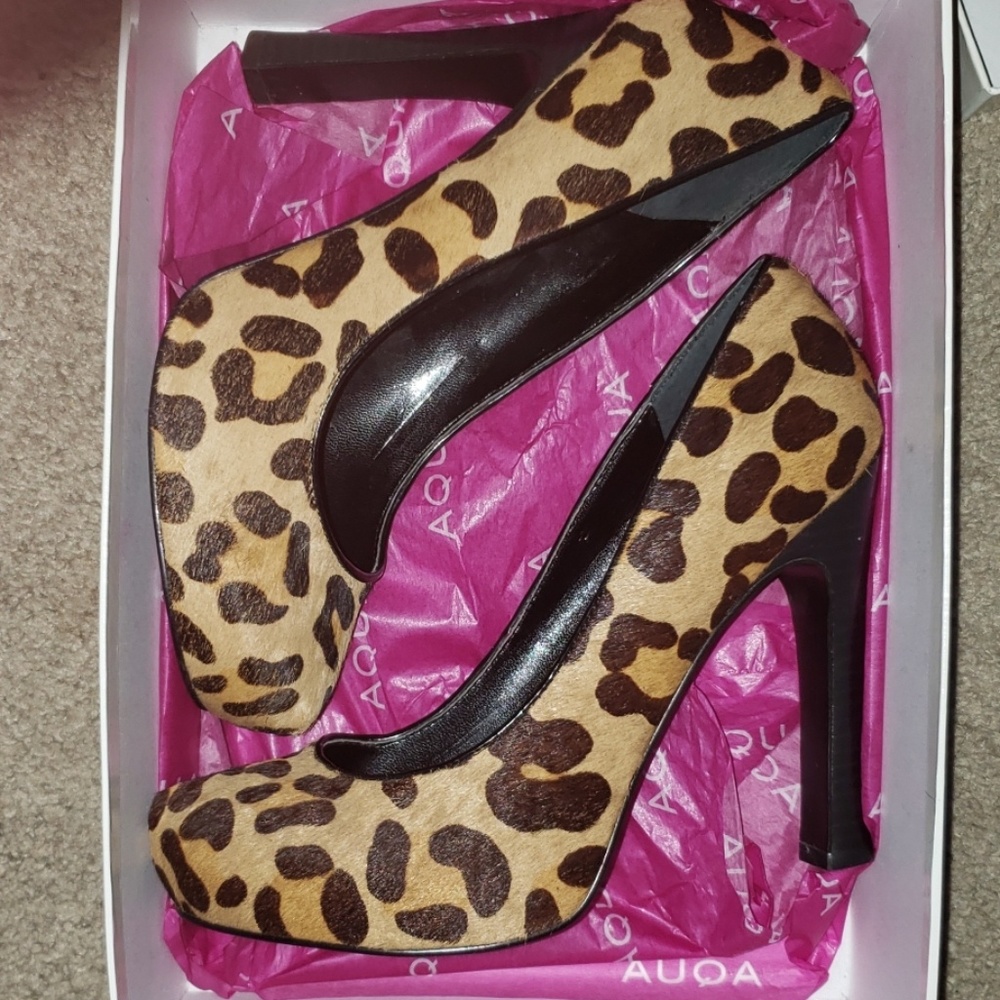 Aqua Brown Multi Pony hair pumps